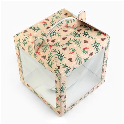 Коробка кондитерская с окном, сундук, «С Новым годом!» 20×20×20 см