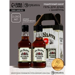 Подарочный набор «На удачу»: гель для душа и шампунь для волос виски, 2×250 мл, Чистое счастье