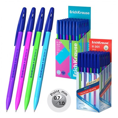 Ручка шариковая R-301"Неон"0.7мм 53342 синяя ErichKrause