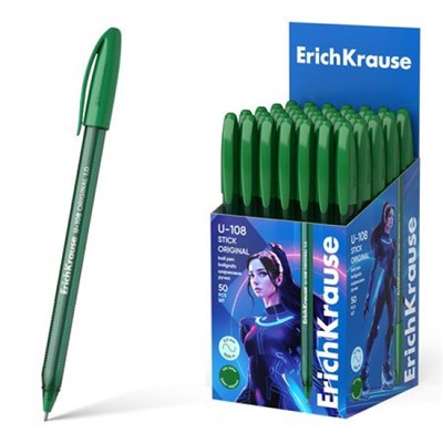 Ручка шариковая U-108 Stick Original, Super Glide Technology зеленая 1.0 мм 63102 ErichKrause