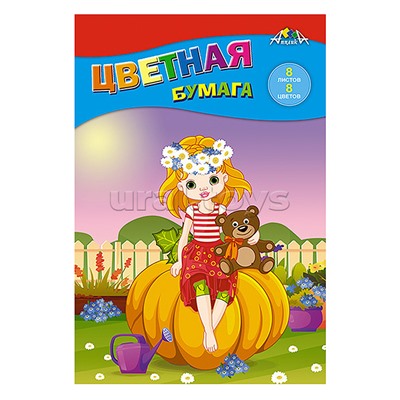Бумага цветная 8цв. 8л. А5 "Милая девочка"