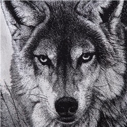 Полотенце махровое Этель ЧБ «Волк», пестроткань, 70×130 см