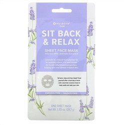 Nu-Pore, Sit Back & Relax, успокаивающая тканевая маска для лица, лаванда, 1 шт., 29,7 г (1,05 унции)