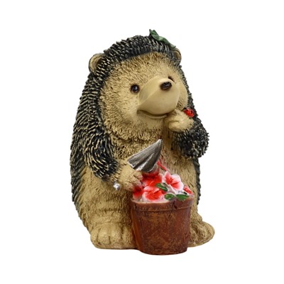 Садовая фигура из полистоуна «Ёжик с цветочным горшком», 20×16×26 см