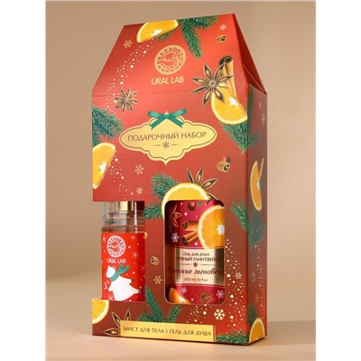 Новогодний подарочный набор косметики «Уютные мгновения»: гель для душа 300 мл и мист для тела 88 мл, URAL LAB