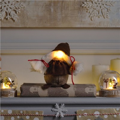 Светодиодная фигура «Гном-боровик» 8×20×8 см, текстиль, батарейки AG10×3 (в комплекте), свечение тёплое белое