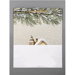 Пакет подарочный новогодний ламинированный, «Новогодний домик», 26×12×32 см