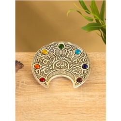 Подставка под благовония «Полумесяц с цветными кристаллами», 12×11 см, алюминий