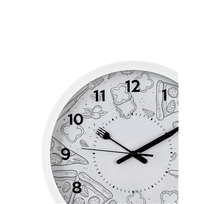 Часы настенные классические «Пицца», серия: Кухня, бесшумные, плавный ход, d=30.5 см, от батарейки 1×АА