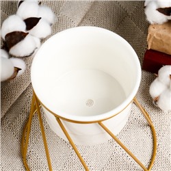 Декоративный горшок для цветов «Цилиндр», 500 мл, 16×16×16 см, керамика, с металлической подставкой, белый