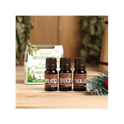 Новогодний набор эфирных масел «С Новым годом! С легким паром!», эвкалипт, мята, пихта, 3 шт. по 10 мл