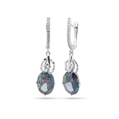 Серьги из серебра мистик кварц, МЦВ61