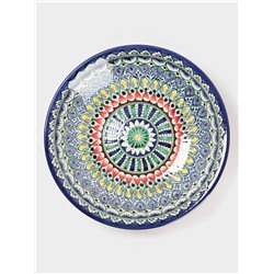 Ляган узбекский Риштанская керамика «Узоры», для плова, d=33 см, глубокий, синий