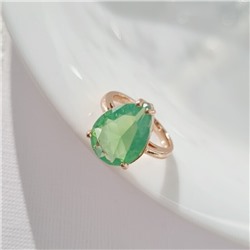 Кольцо 18 р бижутерия Дубайское золото: покрытие позолота, вставка: фианит, цвет: светлый зеленый, арт.414.142-18