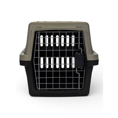 Переноска для животных, 59×36×35 см, с поддоном, с металлической дверью, тёмно-серая, чёрная