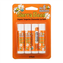 Sierra Bees, Органические бальзамы для губ, мандарин и ромашка, 4 шт. в упаковке, 0,15 унции (4,25 г) каждый
