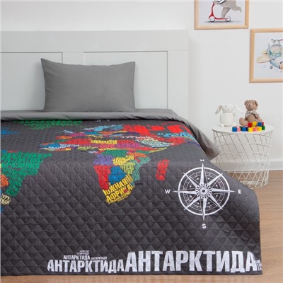 Покрывало 1.5-спальное «Этель. Карта мира», 145×210 см, микрофибра