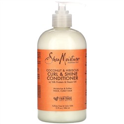 SheaMoisture, кондиционер для завивки и блеска, кокос и гибискус, 384 мл (13 жидких унций)