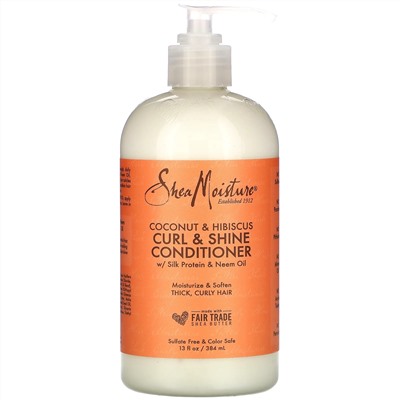 SheaMoisture, кондиционер для завивки и блеска, кокос и гибискус, 384 мл (13 жидких унций)