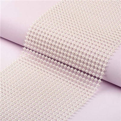 Лента с имитацией жемчуга, 12 см, 9±1 м, цвет молочный