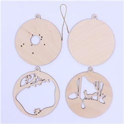 Заготовки для творчества. Деревянная ёлочная подвеска «Новый год! Лисёнок»