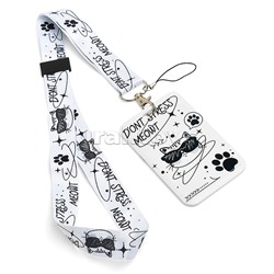 Бейдж школьный пластиковый "Don't stress meowt" 110x70 мм, вертикальный, пластиковый