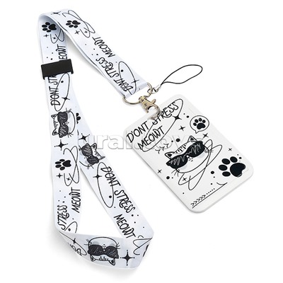 Бейдж школьный пластиковый "Don't stress meowt" 110x70 мм, вертикальный, пластиковый