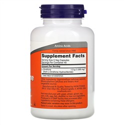 Now Foods, L-орнитин, 500 мг, 120 вегетарианских капсул