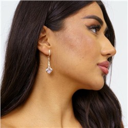 Серьги ювелирная бижутерия коллекция "Дубай" позолота, цвет камня: прозрачный, 37123, арт.215.223