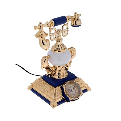 УЦЕНКА Часы - светильник «Ретро - телефон», синий, с будильником, 28.5×18×18 см