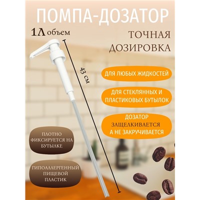 Набор помпа - дозатор для сиропа, белая, универкальная 3 шт., (31-32 мм), 10 мл