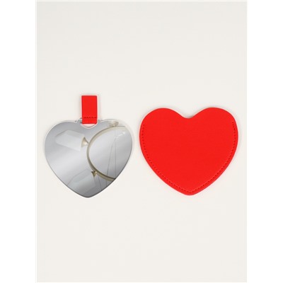 Зеркало карманное «Сердце», 8.4×9.5 см, в чехле из искусственной кожи, красное