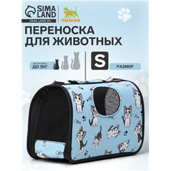 Сумка-переноска каркасная «Играющие котики», размер S, 37.5×17×22 см, голубая