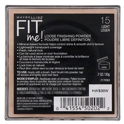 Maybelline, Fit Me, рассыпчатая пудра, оттенок 15 «Светлый», 20 г