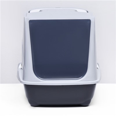 Туалет-домик для кошек закрытый с дверцей 43×32×33 см, серый