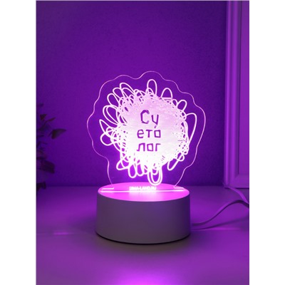 Светильник 3D RISALUX «Суетолог», LED-ночник, RGB, от сети, 9.5×13.2×14.6 см