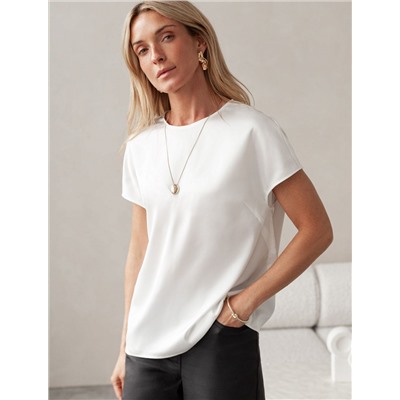 Блузка из сатина с коротким рукавом