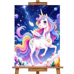 Мозаика алмазная "Радужный единорог" 20*30см.