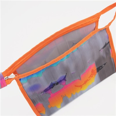 Косметичка на молнии, цвет оранжевый/серый