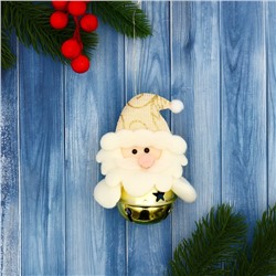 Подвеска мягкая на ёлку «Дед Мороз в шарике» 5×9 см, золотистая