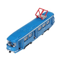 Машина металл Трамвай 18 см, (свет+звук, открыв. двери) инерц.