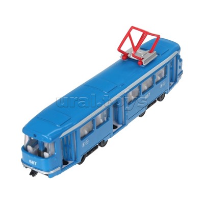 Машина металл Трамвай 18 см, (свет+звук, открыв. двери) инерц.