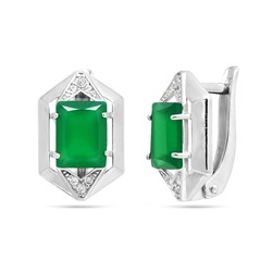 Серьги из серебра зеленый агат, СПН4112