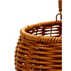 Корзина плетёная для хранения «Шар», 14×14×12 см, ручка h=16 см, пластиковая, коричневая