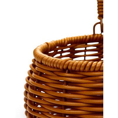 Корзина плетёная для хранения «Шар», 14×14×12 см, ручка h=16 см, пластиковая, коричневая