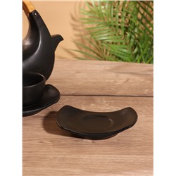 Набор для чаепития «Тёмный утюжок», чайник, 2 чайные пары, керамика