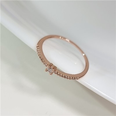 Кольцо ювелирная бижутерия коллекция "Дубай", покрытие позолота, вставка: фианиты, цвет: прозрачный, 18 р, арт.219.411-18