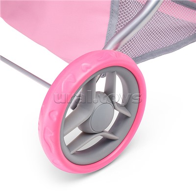 Коляска-люлька для кукол, металлическая, с корзиной, цвет серо-розовый