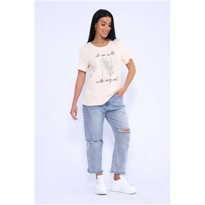 Футболка 80036 (Персик/серебро)