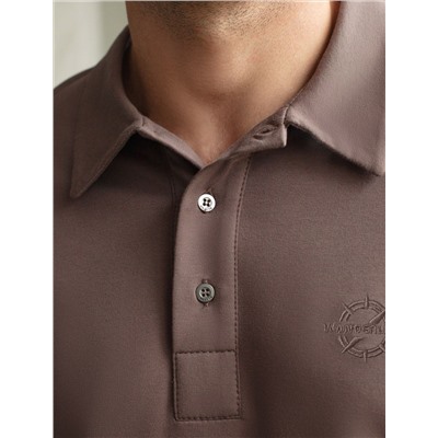 Лонгслив с воротником поло на пуговицах из премиального хлопка с эластаном